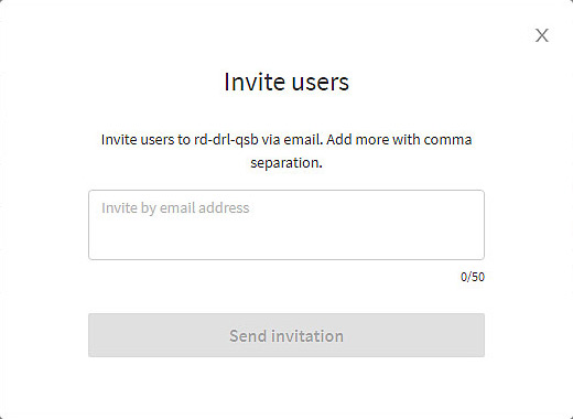 ‘Add users’ email addresses to the input box and click ‘Send invitation’.
