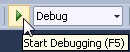 Debug button in toolbar with F5 reminder popup