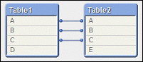The Source Table View. Tables are connected by multiple connectors.