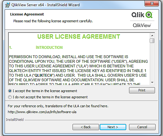 The User Licence Agreement dialog.