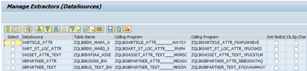 The Manage Extractors window.