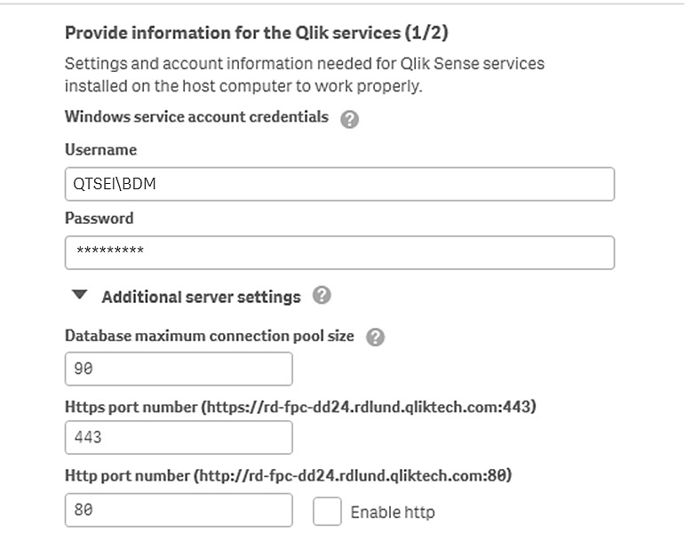 services 1/2 window to enter username and password to run local services