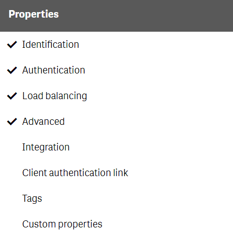 The virtual proxy properties menu with options selected