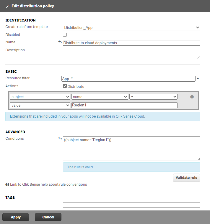 Configuration pane for distribution policies showing input fields.