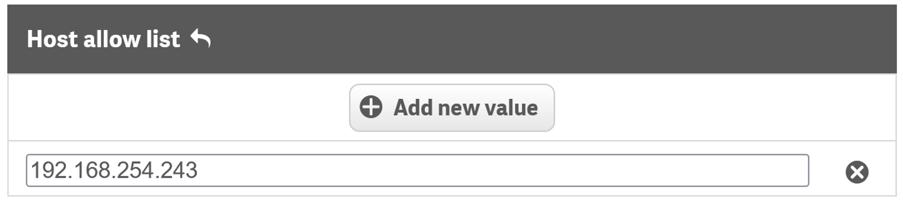 Click to view full size Host allow list settings.