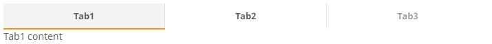 Three tabs called "Tab1", "Tab2", and "Tab3". "Tab1" is selected, and the text "Tab1 content" is below the three tabs.