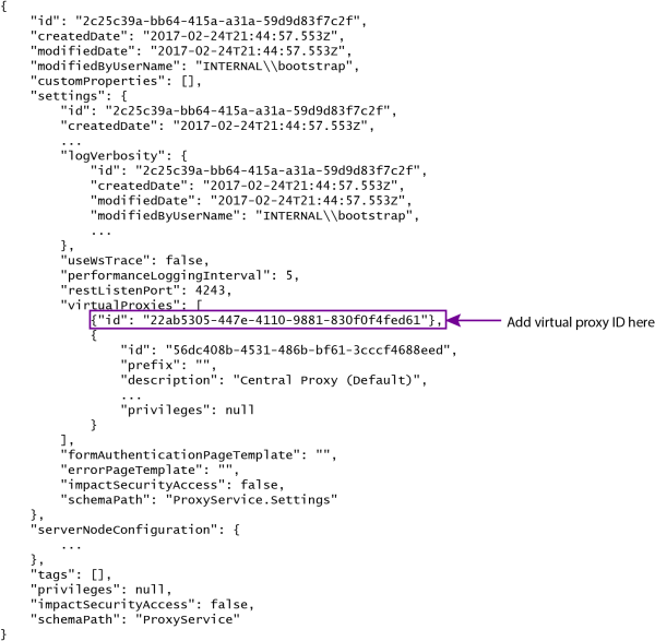 Code output showing where to add virtual proxy ID.