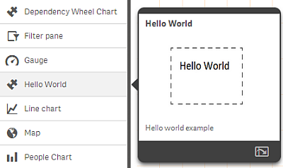 Hello World extension example in extensions preview dialog