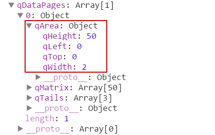 qArea properties, displaying qHeight as number of rows returned and qWidth as number of columns returned