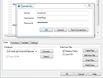 Connection Server, username, and password entered in Connect To dialog