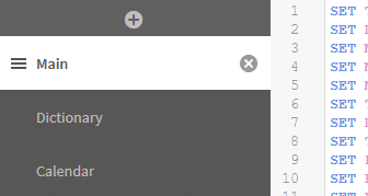 Sections in the Data load editor.