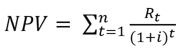 Formula for calculating NPV.