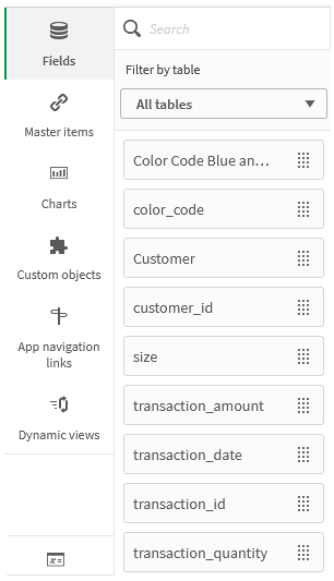 Assets panel with Fields selected.