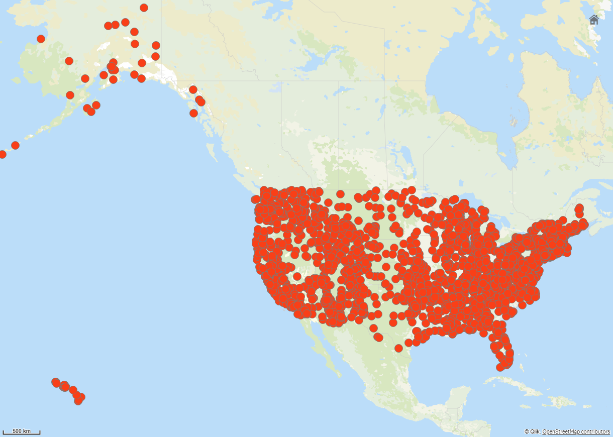 Map with point layer.