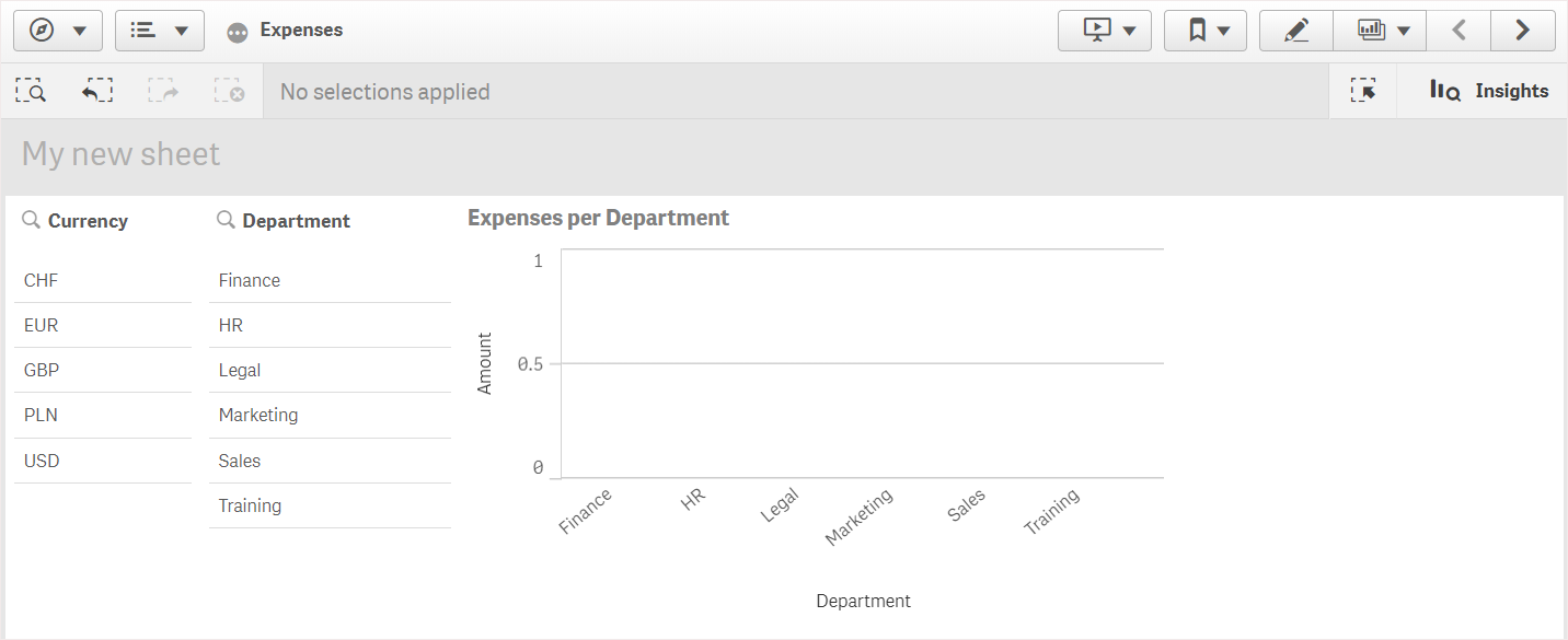 Sheet view with two filter panes and a bar chart.