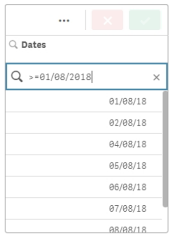 Numeric search for dates matching a specific numeric condition (in this case, in this case, dates on and after January 8, 2018. The numeric comparison used is the 'greater than or equal to' comparison.).