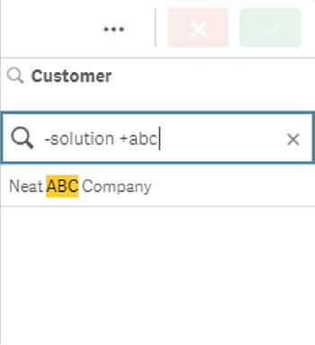 Search using both the minus and plus modifiers. Specifically, the value '-solution +abc' is searched. The actual search does not contain the quotation marks.