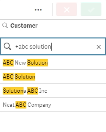 Search containing a plus modifier in front of two separate strings. Specifically, the value '+abc solution' is searched. The actual search does not contain the quotation marks.