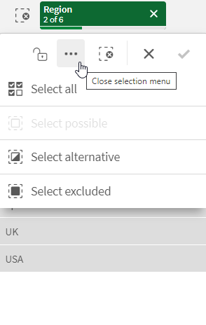 Selection pop-up menu.