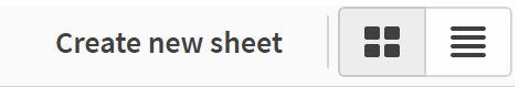 The button for creating a new sheet and toggles for viewing options.