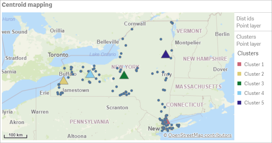 Centroids display on map chart