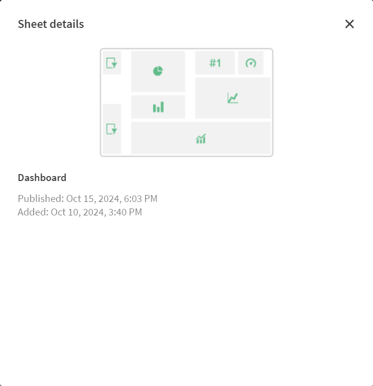 Sheet details that appear when you open Details