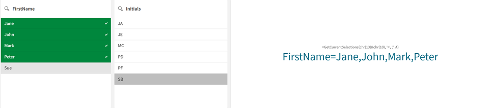 All four selected names are now showing because the maximum value has been changed to four.