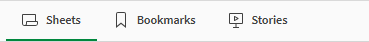 The buttons to switch between sheets, bookmarks, and stories.