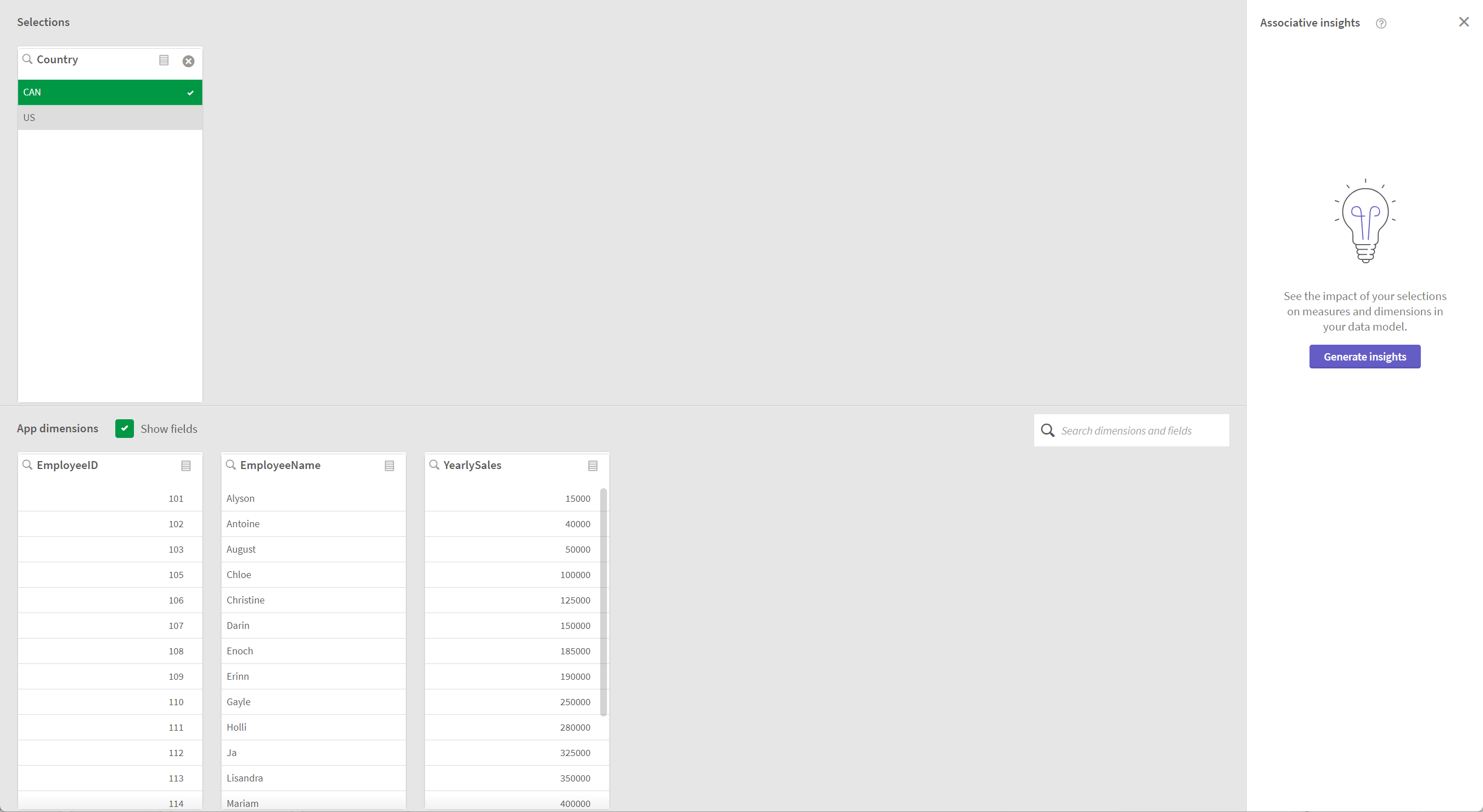 The Generate insights button.