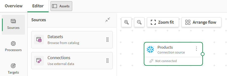 A connection type source just added to the canvas