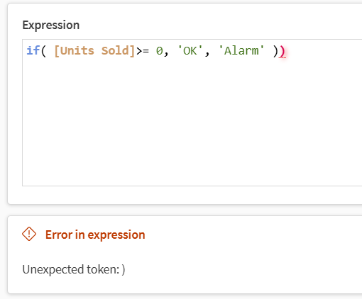 The validation tool showing an error in the script
