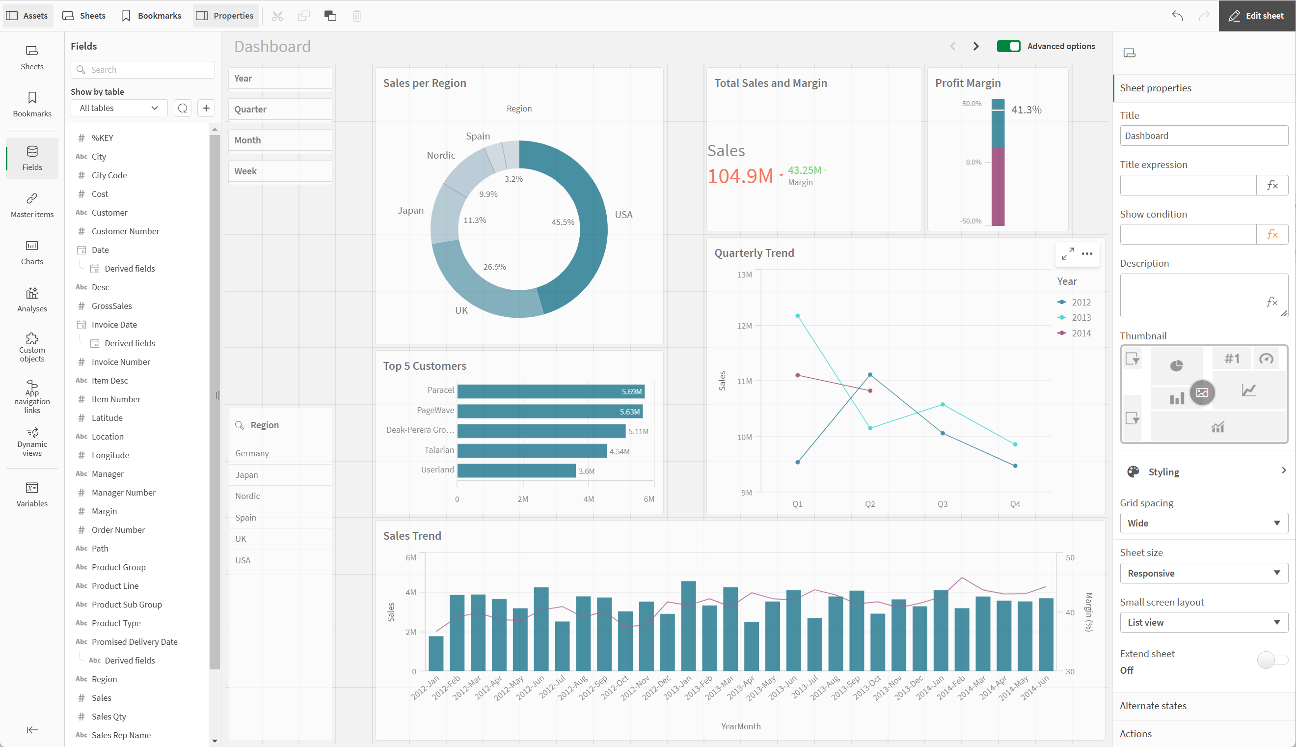 Sheet view in advanced edit mode.