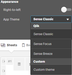 Click to view full size App theme drop-down menu.