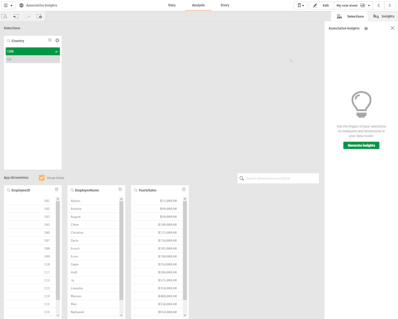the generate insights button