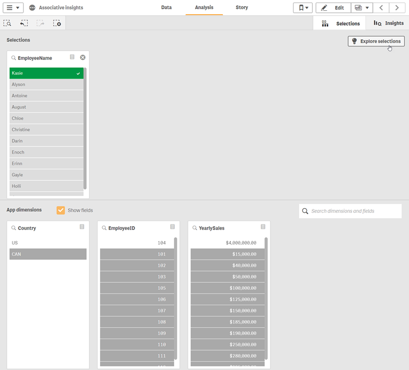 Associative insights with previously excluded values included 