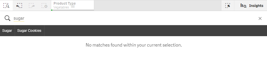 Click to view full size Message 'No matches found within current selection' in Smart search view.