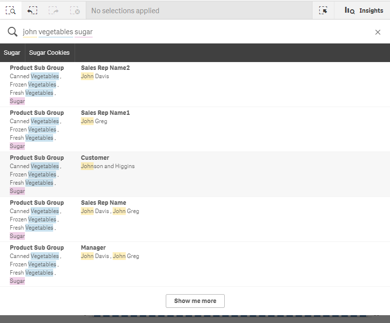 Click to view full size Search view with search results.