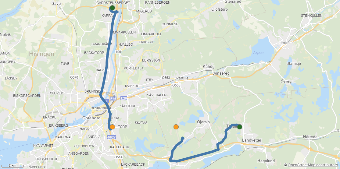 Un mapa que muestra rutas entre puntos.