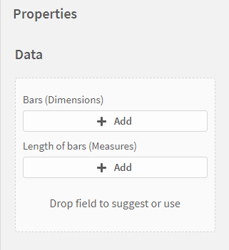 Propiedades de datos para un gráfico de barras agrupadas verticales.