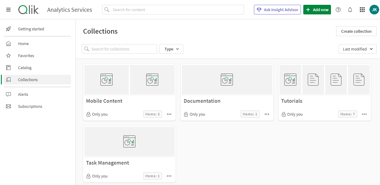 La colección de contenido móvil en el centro de control