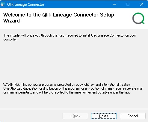 Bienvenido al asistente de instalación de Qlik Lineage Connector