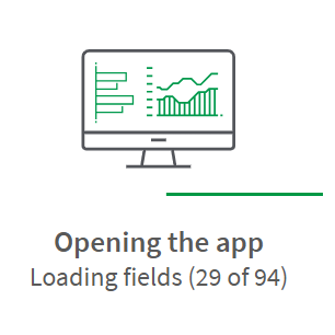 Progreso de apertura de una app, mostrando 29 de los 94 campos cargados