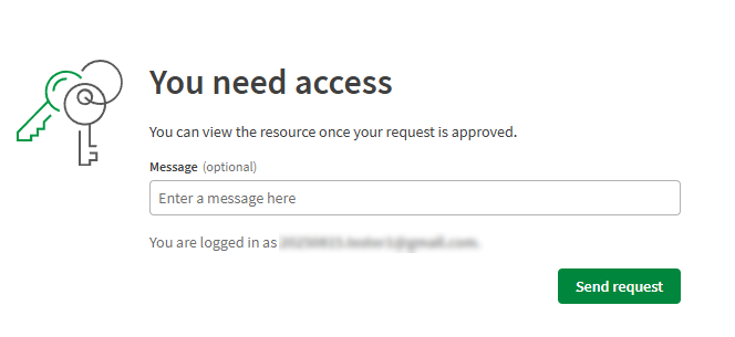 La página donde puede enviar una solicitud de acceso.