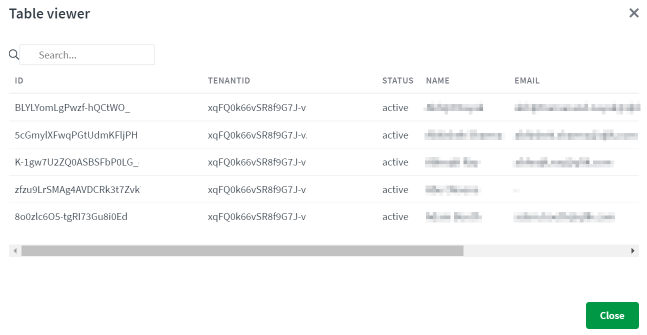 the table view of a list block