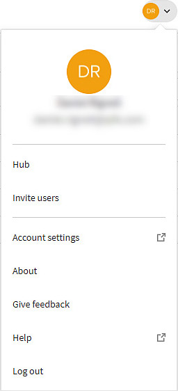 Abra el cuadro de diálogo "Invitar a usuarios" desde el menú de perfil.