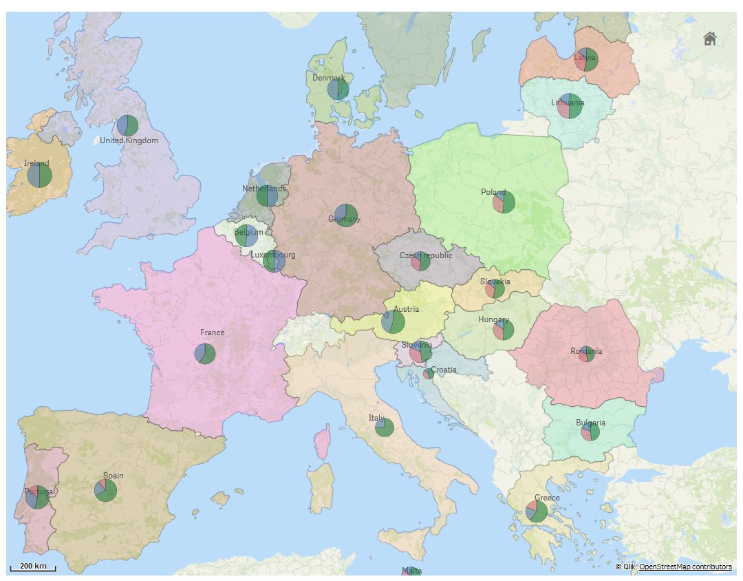 Mapa con una capa de densidad.