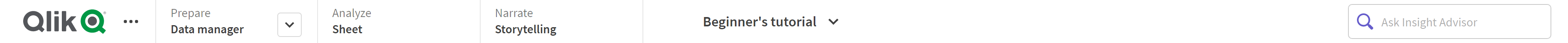 Barra de navegación en Qlik Sense Enterprise.