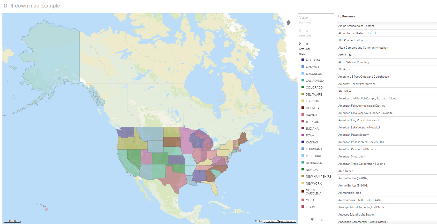 Mapa con capa detallada que muestra los condados de EE. UU.