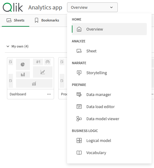 Click to view full size Application navigation menu