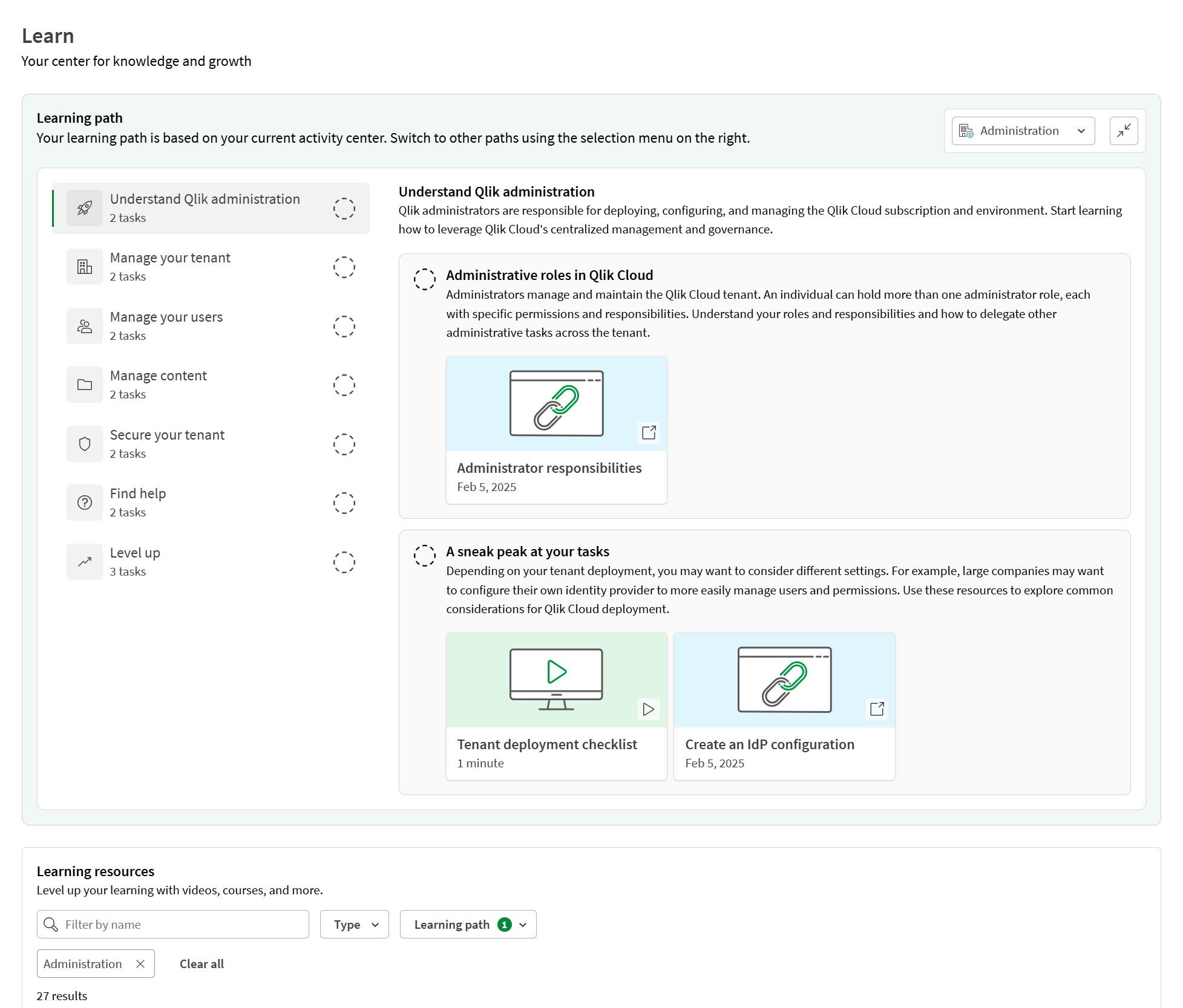 Parcours d'apprentissage Administration